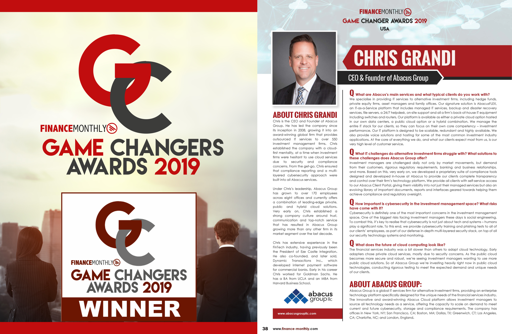 Abacus Group CEO Chris Grandi Named Game Changer by Finance Monthly