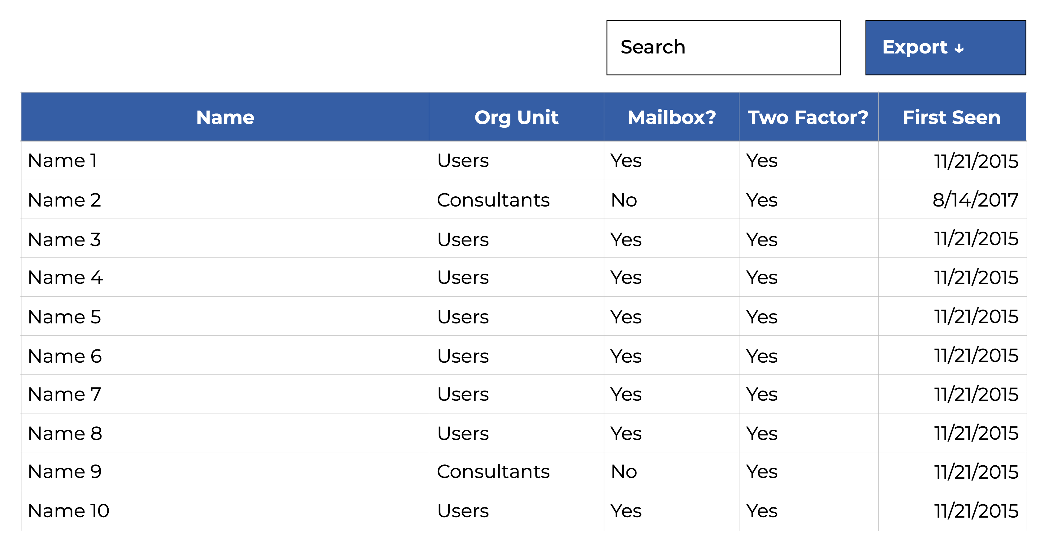 Sample Active Directory Accounts